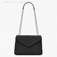 LOULOU Designer LouLou Puffer Bag Medium Women Bags Handbags Shoulder Tote Calfskin Classic Diagonal Stripes Quilted Chains Double