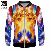 Men's Jackets OGKB Fashion Novelty 3d Printed Colorful Ray Cat Jacket Animal Outwear Casual Streetwear Punk Long Sleeve Tracksuits Unisex