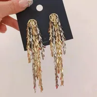 Dangle Earrings Fashion Statement Earring Two Tone Leaf Tassel Long Shiny Color Jewelry Wedding Party Event Pendant Style Gift