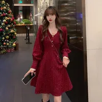 Casual Dresses Big Yards Female Obese Girls Christmas Year Red Thickening Brim Senior A-line Skirt Dress