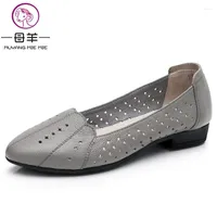 Sandals MUYANG MIE Big Size 35 - 43 Summer Women Shoes Woman Genuine Leather Flat Casual Breathable