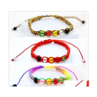 Charm Bracelets Handwoven Crystal Colorf Rope Bracelet Benming Year Red Jewelry Drop Delivery Dh6Js