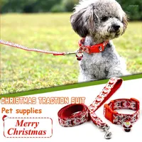Dog Collars Christmas Traction Two Sets Nylon Adjustable Collar With Santa Pendant Creative Leash Pets Accessories