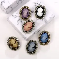 Brooches Vintage Queen's Cameo Beauty Head Crystal Brooch Pins For Women In Antique Gold Silver Color Assorted Style Rhinestone