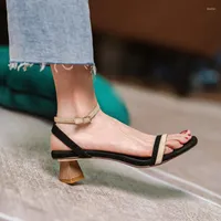 Sandals Gladiator High Heels Sandal Shoes Fashion Brand Strap Flip Flops Sexy Thin Heel Pumps Square Toe