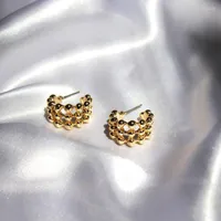 Hoop Earrings Wide Retro C-shaped Half-ring Simple Punk Hip Hop Style Twist Hollow Gold Color For Women Jewelry Sister