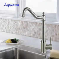 Kitchen Faucets Aqwaua Faucet Basin Mixer & Cold Water Tap Stainless Steel Swivel Spout Sink Accessories Bags