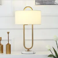 Tafellampen lukloy bed led stoffen schaduw bureau voor slaapkamer woonkamer postmodern minimalistisch marmeren licht