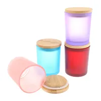 Frosted kandelaar Glass Jar Candle Cup lege container aromatherapie kandelaar met houtdeksel