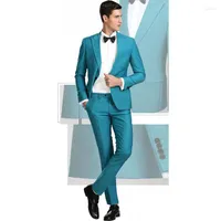 Men's Suits Teal Designer Mens Prom Peaked Lapel Wedding For Men Long Sleeves Groomsman Tuxedos Two Pieces Blazers Jacket Pants