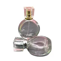 25ml Empty Packing Glass Clear Perfume Bottle Gold Silver Spary Pump With Cover Refillable Cosmetic Portable Packaging Container