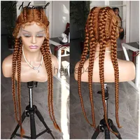Fashion Middle Part American Braided Lace Front Wig Long Black Box