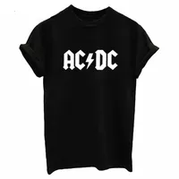 Camiseta de rock de la banda de AC DC Women's ACDC Negro Black Letter Tshirts impresa Hip Hop Rap Music Camiseta de manga corta Camiseta276d