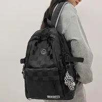 Mulheres Plaid Leisure School Bag Girl Travel Laptop Student Backpack Feminino Teenager Bags Bolsas Ladies Nylon College Fashion 230223