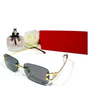 CT8589 디자이너 선글라스 남성 카르 티어 안경 여성 패션 프레임리스 사각형 코팅 버팔로 혼 선글라스 UV400 증거 안경 8 색