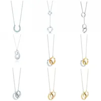 Originele TIFF 925 Sterling Silver Fashion Horseshoe Ring Interlocking Style Elegant Trend Diy Necklace Pendant Jewelry Gift320a