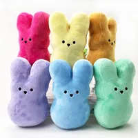 7 colores Peeps relleno de la Pascua de Pascua suministro de fiesta de terciopelo de terciopelo conejos lindos conejos niños pequeños para bebés animales muñecos juguetes para abrazos de niñas