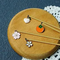 Hair Clips Stick Chopsticks Wedding Accessories For Girls Bellflower Chinese Hanfu Headpiece Alloy Persimmon Hairpin Jewelry