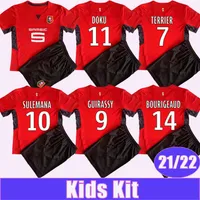 21 22 Stade Rennais Bourigeaud Doku Kids Kit Soccer Jerseys Guirassy Terrier Aguerd Truffert Home Away Football Shirt Child Shirt 312g