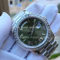 9 estilo 40mm relógios de diamante moldura de diamante verde Roma Dial Watch Super BP Factory Aço inoxidável Movimento automático BPF Wristmaps Sapphire Glass Luminous Original Box