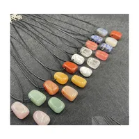 car dvr Pendant Necklaces Irregar Stone Beads Black Rope Chain Healing Crystal Pendants Necklace For Women Gift Jewelry Drop Delivery Dhov3