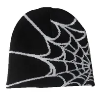 Beanieskull Caps Y2K Gothic Spider Patroon Wol Acryl Gebreide hoed Dames Winter Winter Warm Beanies Men Grunge Hip Hop Casual Skullies Outdoor 230301