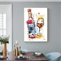 Modern Style Wall Sketch Wine Art Canvas Prints Poster Abstract Art Canvas Painting Pictures for Wall Paintings Home Decoration Cuadros (No Frame)