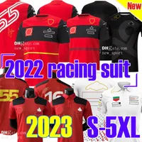 S-5XL 2022 2023 Formula One Yeni Yarış Takımı F1 Kırmızı Siyah T-Shirt Kırmızı Kısa Kollu Polo Takımı Üniforma Yakası hızlı kuruyan üst