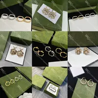 Vintage Floral Diamond Studs G Gold Hoop Earrings Jewlery Designer för kvinnor Guld Kronblad Luxury Eardrop Danger med Box Birthday Present