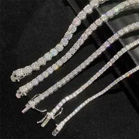 Pass Diamond Tester Iced Out VVS Moissanite 2/3/4/5/6.5mm Moissanite Tennis Bracelet 925 Sterling Silver Tennis Necklace Chain
