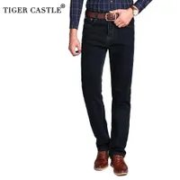 Men&#039;s Jeans TIGER CASTLE High Waist 100% Cotton Mens Classic Jeans Baggy Brand Male Straight Denim Pants Spring Winter Thick Jeans Men 230301