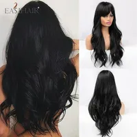 Syntetiska peruker Easihair Long Black Cosplay Body Wave med fulla lugg för vita svarta kvinnor Brasilianska American Natural Hair334G