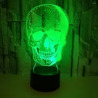 طاولة مصابيح ملونة اللمس عن بُعد التحكم عن بُعد مصباح المكتب 3D الهدية الغلاف الجوي صغير الأكريليك USB Skull Light