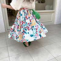 Skirts Summer Little princess floral cotton pleat skirts 27 years Girls retro style fashion allmatch skirts J230228