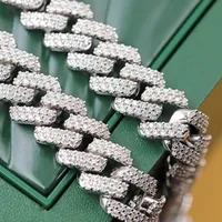 2023 Wholesale Price 925 Sterling Sliver Gra Moissanite Diamond 13mm -- 19mm Wide Cuban Link Chain for Hiphop Necklace