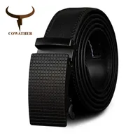 Belts COWATHER Cow Genuine Leather Belts High Quality for Men Automatic Vintage Male Belt Brand Ratchet Buckle Belts 110130cm long Z0228