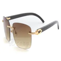 2019New hochwertiger Hersteller von rahmenloser Quadrat-Sonnenbrille 3524012-Mode Style Brille natürliche Schwarzen Hörner Sonnenbrille3046