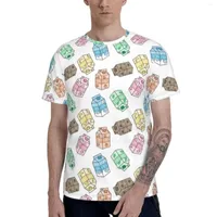 Camisetas masculinas Kawaii Milky Pattern T-shirt Men O-Gobes Imprimir Tees Tops Milk Boba Coffee Peach Mint Chocolate Banana Morango