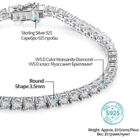 Charm Bracelets ATTAGEMS 4 0mm 5 0mm D Color Pass Diamond Tester GRC Round Cut White Gold Plated 925 Silver Tennis Bracelet for Women 230301