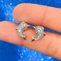 Brincos de garanhão Huitan Animal Little Golphin Shaped for Women Ocean Fish Farte Girls Delicate Diário Use jóias chiques de ouvido