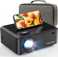 Projecteur WiFi Mini, projecteur vidéo DBPower 8000L HD avec transport CaseZoom, 1080p et iOS / Android Sync Screen pris en charge, Projecteur de films à domicile portable