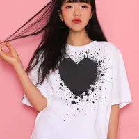 2023 Moda męska koszulka designerka Speckle Tusz Big Black Heart Shirt Casual Women koszulki Wysoka Quanlity Tshirty bawełniane hafty letnie koszulka krótkie rękaw