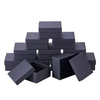 Pandahall 18-24 PCS çok siyah kare dikdörtgen karton takı seti kutuları mücevher ambalajı için hediye kutuları f80 210713269a