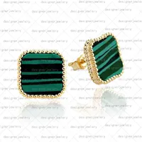 Jewelry Woman Clover Earring Emerald Designer Small Stud Elegant Ladies Flower Earrings Never Fade Luxury Fashion Titanium Steel Alloy Luxurious Jewelry Set