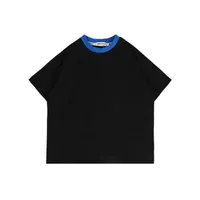TIDE Märke Solid Color Boys 'kortärmade T-shirt 2023 Nya Chil1ens sommarkläder stora Chil1en's Loose Cotton T-Shirt Top Tide