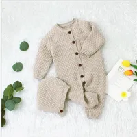 0-24M Baby Romper Winter Clothes Knitted Warm Romper With Hat Infant Toddler Jumpsuit Newborn Girl Boy Clothes New162z
