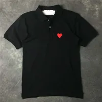 Camisetas para hombres European American y Japanese Fashion Brand Classic Black Red Heart Polo Camisa de manga corta Camisetas de algodón bordado de algodón