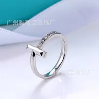 BTRK V GOLD T Einreihe Diamant T1 Ring Korean japanische Ins Einfache Mode T-förmige romantische Paar
