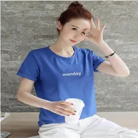 Женская футболка модная дама мода причинная хлопчатобумажная футболка с коротким рукавом в стиле стиль.