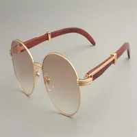 2019 New Round Sunglasses 19900692-1 선글라스 레트로 패션 선 바이저 천연 나무 사원 선글라스 258o